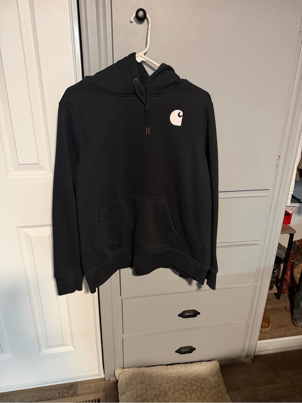 Carhartt Black Pullover Hoodie with Small White Chest Logo